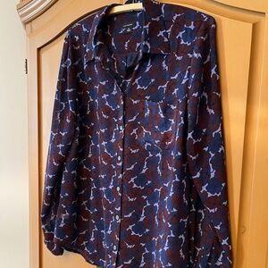 Ann Taylor Floral Sheer Long Sleeve Blouse, Medium